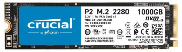 Crucial P2 - 1 TB SSD - intern - M.2 2280 - PCI Express 3.0 x4 (NVMe)
